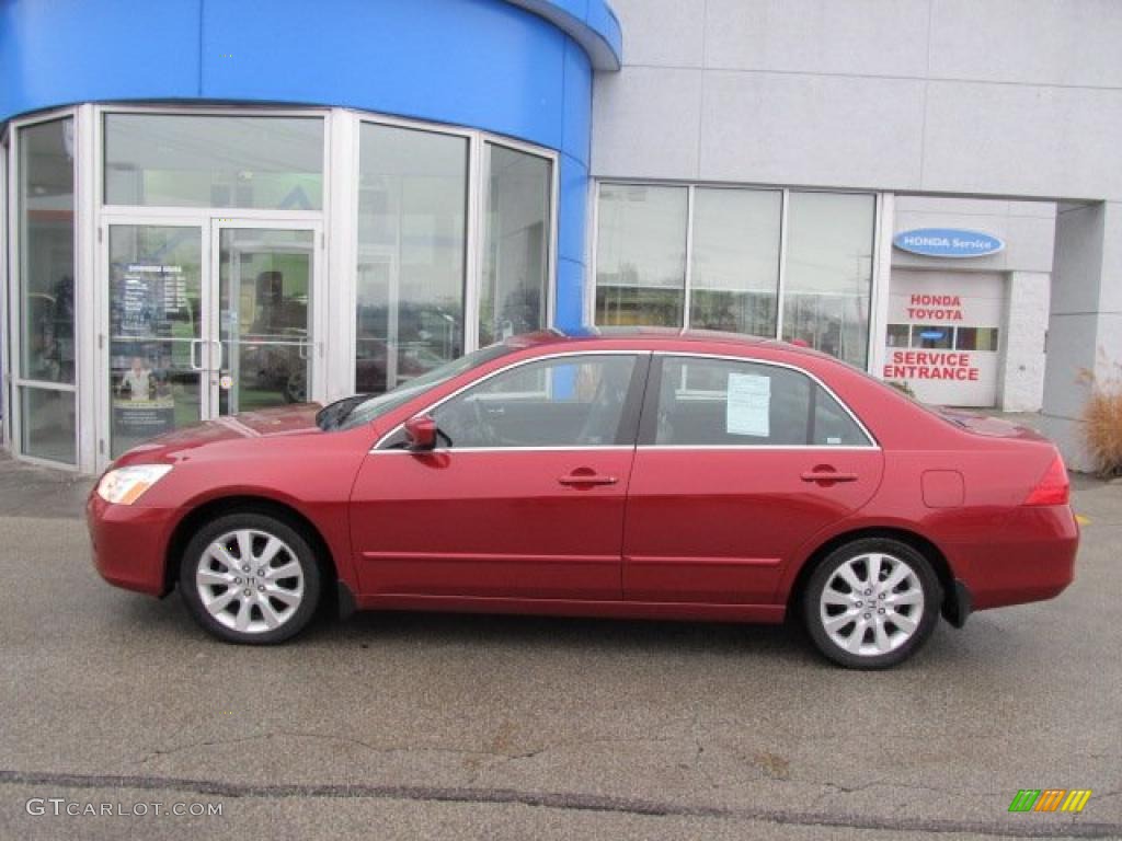 2007 Accord EX-L V6 Sedan - Moroccan Red Pearl / Gray photo #3