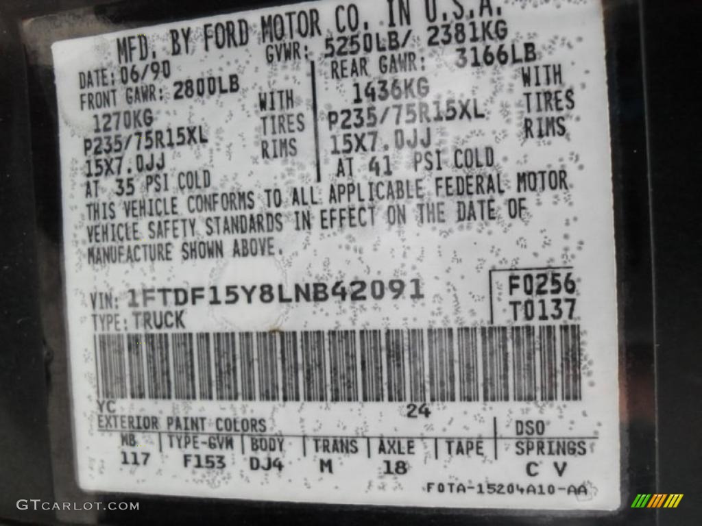 1990 F150 Color Code YC for Black Photo #44573617
