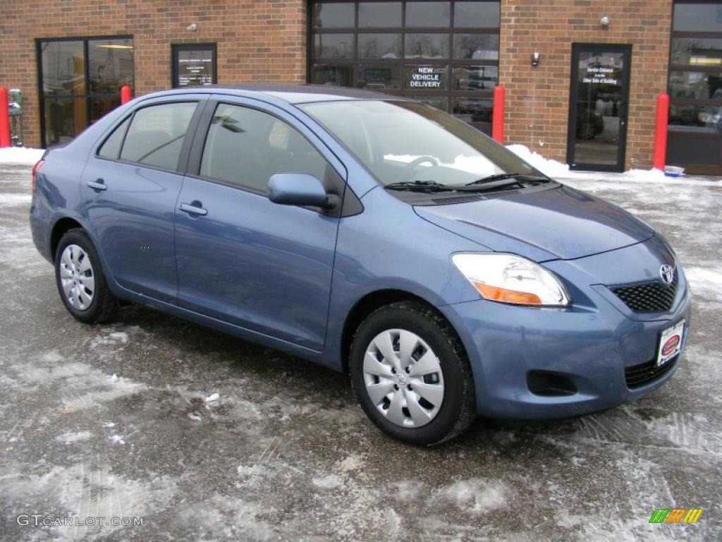 2010 Yaris Sedan - Pacific Blue Metallic / Bisque photo #1