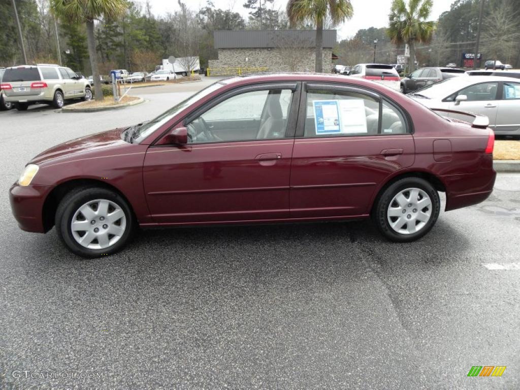 Radiant Ruby Red Pearl 2002 Honda Civic EX Sedan Exterior Photo #44592251