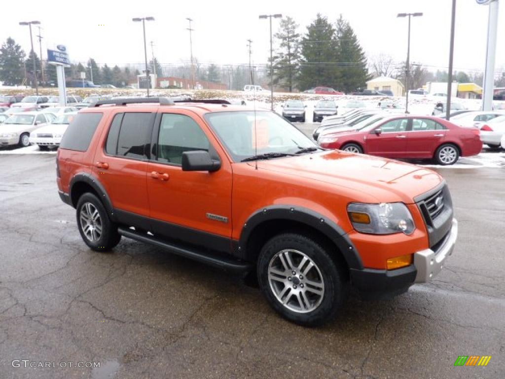 2007 Explorer XLT Ironman Edition 4x4 - Orange Frost Metallic / Black/Stone photo #6