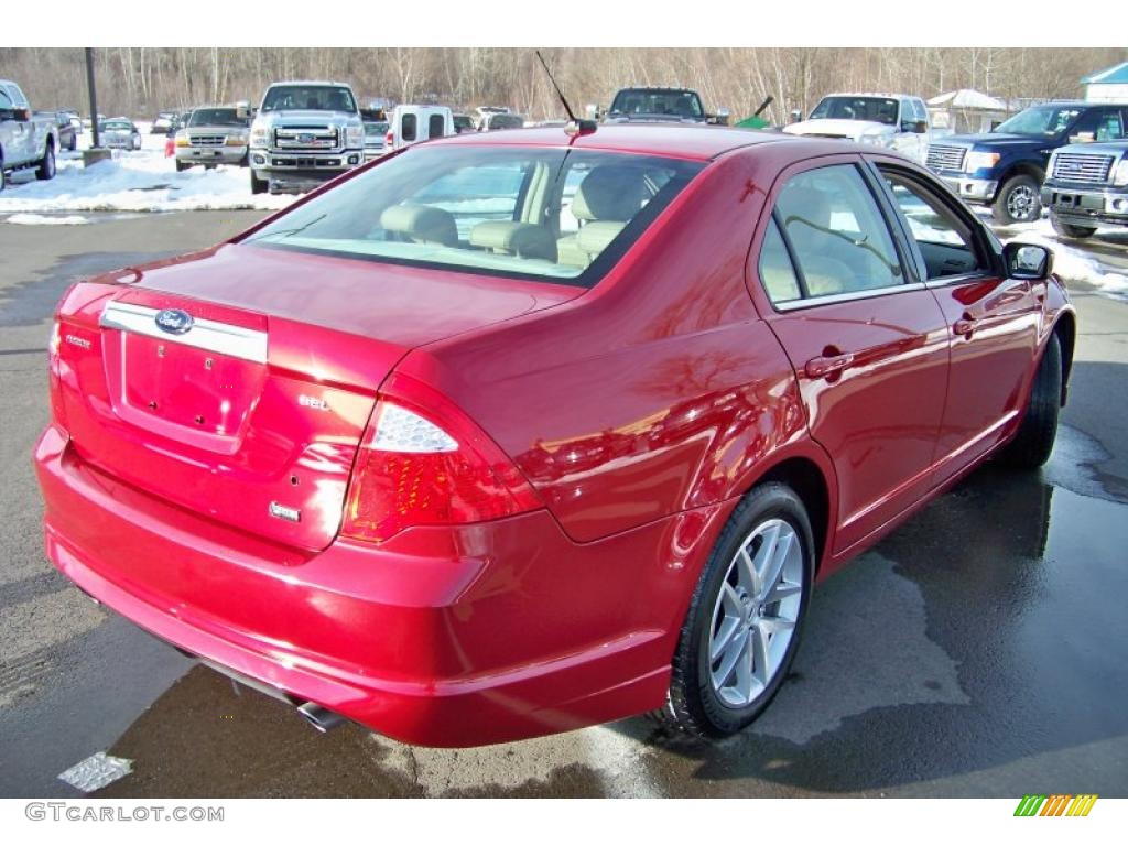 2010 Fusion SEL V6 - Red Candy Metallic / Camel photo #5