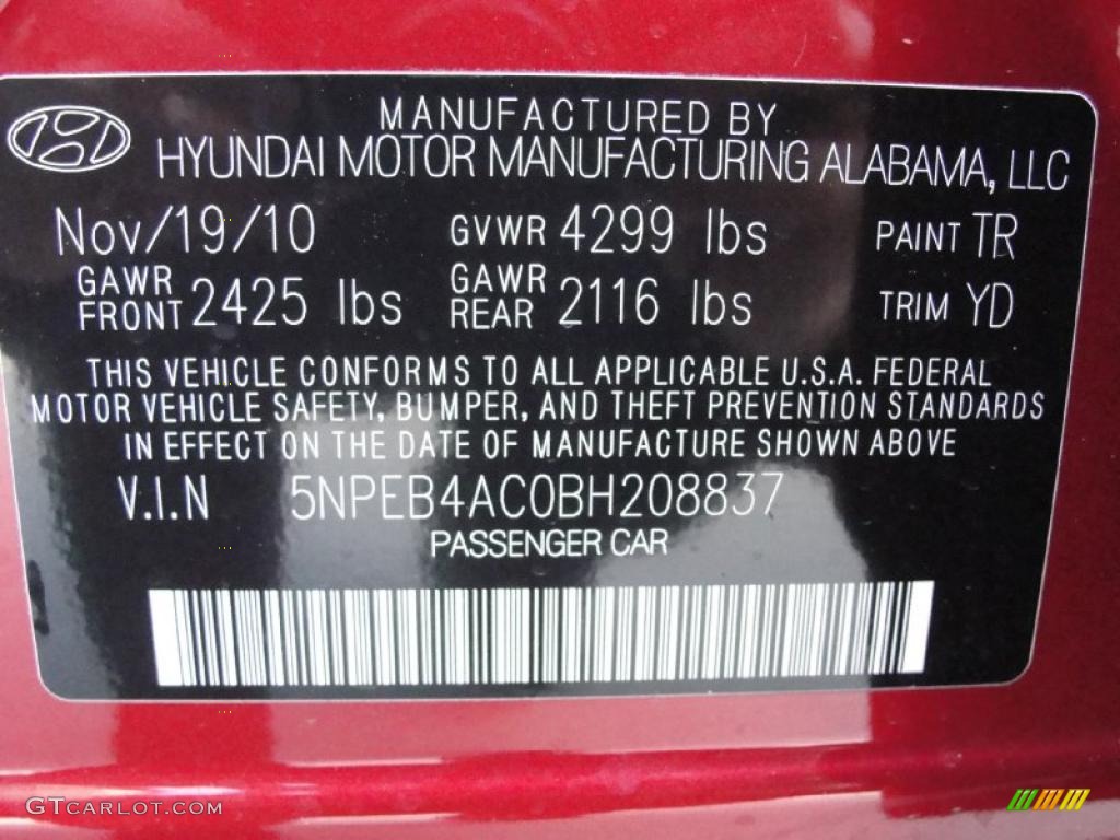 2011 Sonata GLS - Venetian Red / Camel photo #34