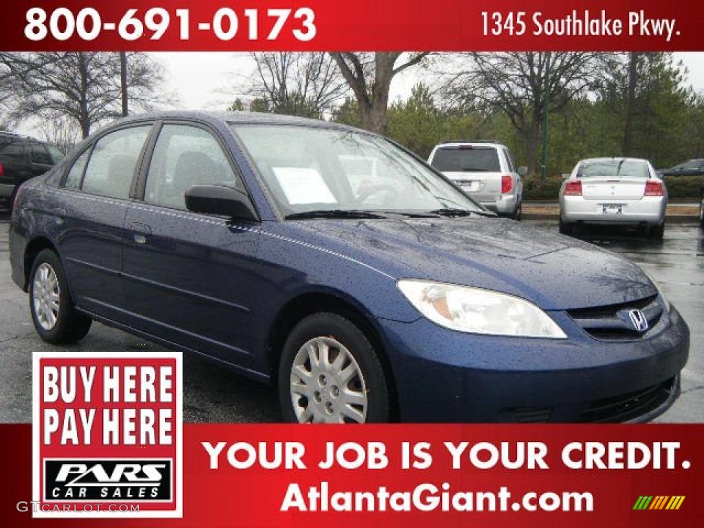 2004 Civic LX Sedan - Eternal Blue Pearl / Gray photo #4