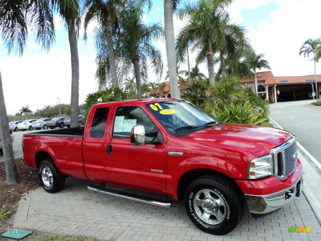 2007 F250 Super Duty Lariat SuperCab - Red Clearcoat / Black Leather photo #1