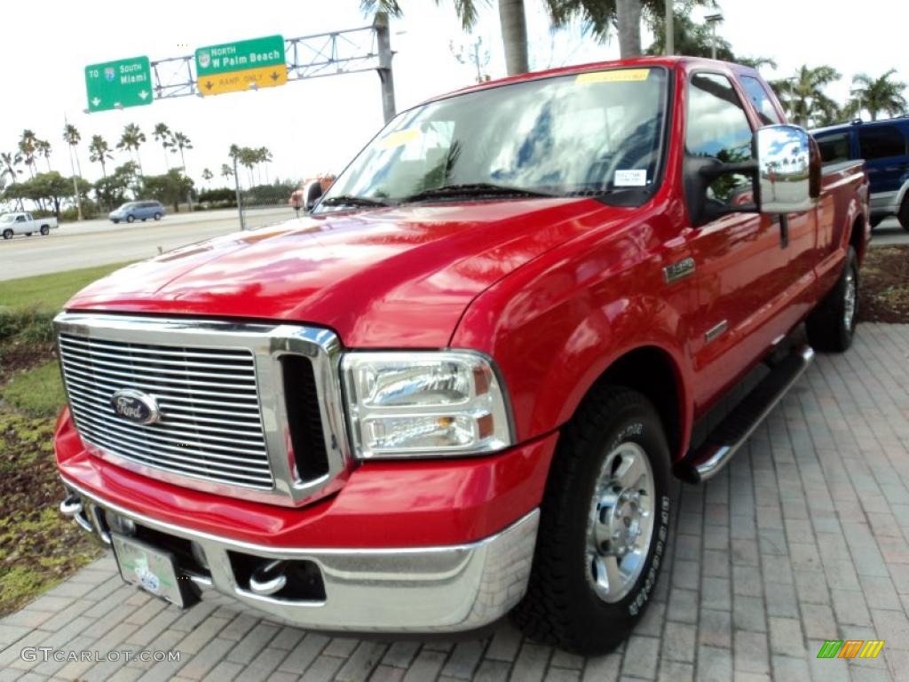 Red Clearcoat 2007 Ford F250 Super Duty Lariat SuperCab Exterior Photo #44626964