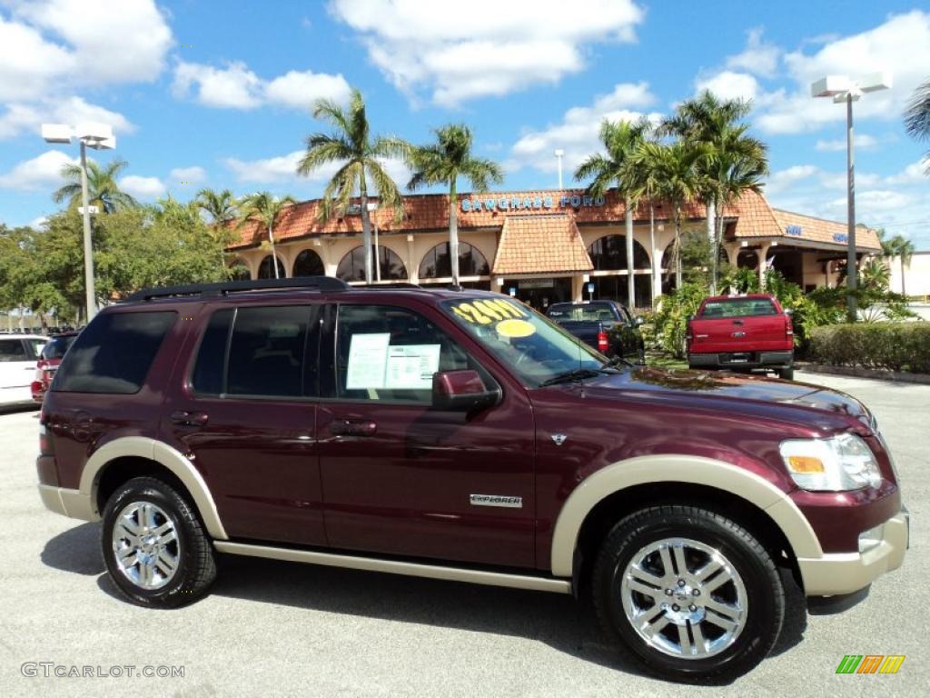 2008 Explorer Eddie Bauer - Dark Cherry Metallic / Black/Camel photo #1