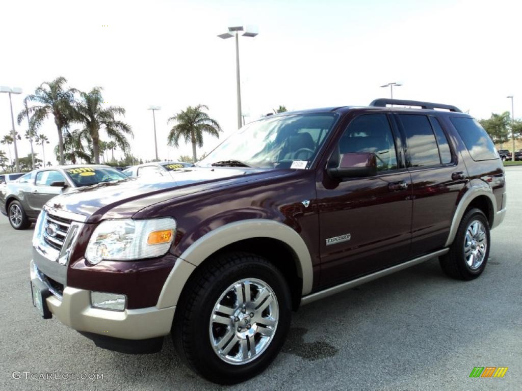 2008 Explorer Eddie Bauer - Dark Cherry Metallic / Black/Camel photo #14