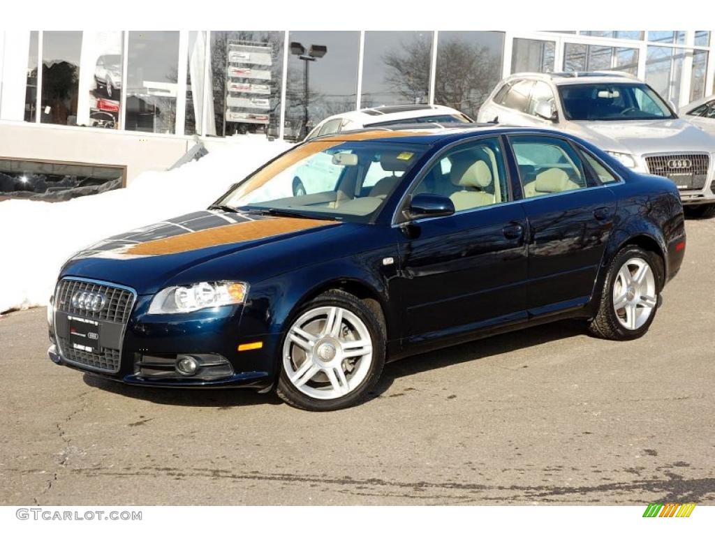 2008 A4 2.0T quattro Sedan - Deep Sea Blue Pearl Effect / Beige photo #2