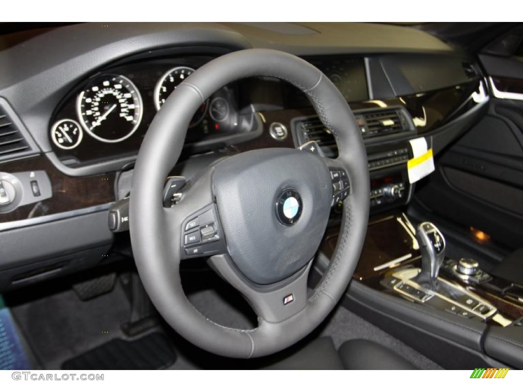 2011 BMW 5 Series 535i Sedan Black Steering Wheel Photo #44638022