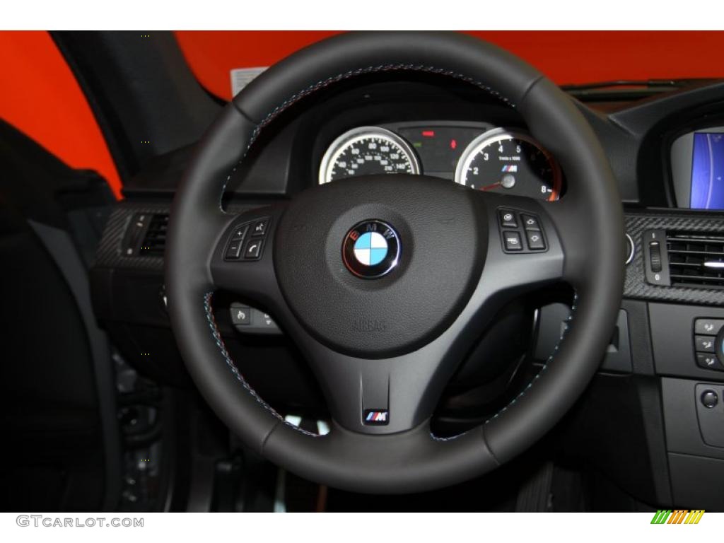 2011 BMW M3 Coupe Black Novillo Leather Steering Wheel Photo #44638958