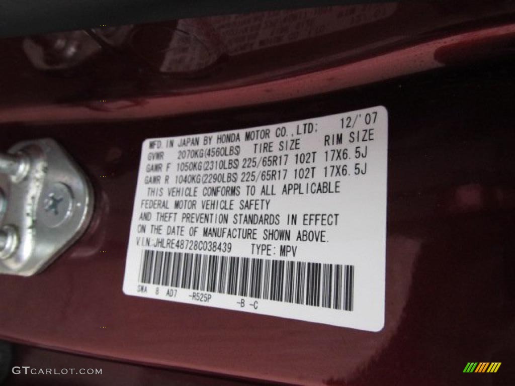 2008 CR-V EX-L 4WD - Tango Red Pearl / Gray photo #14