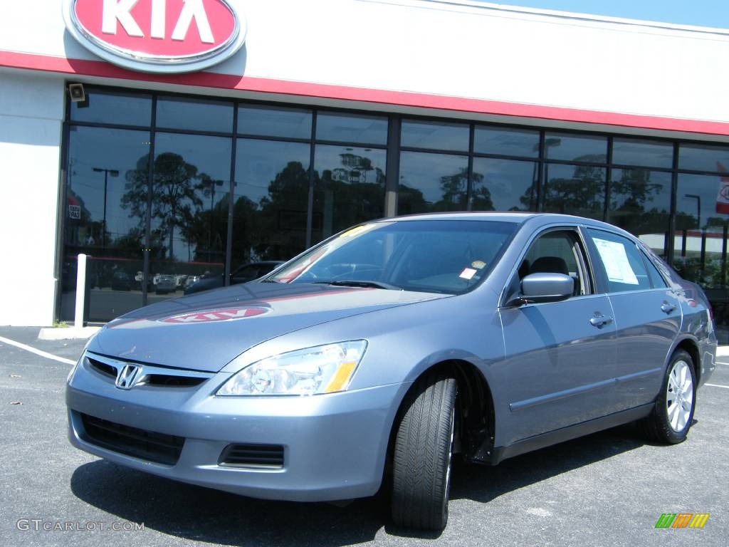 2007 Accord SE V6 Sedan - Cool Blue Metallic / Gray photo #1