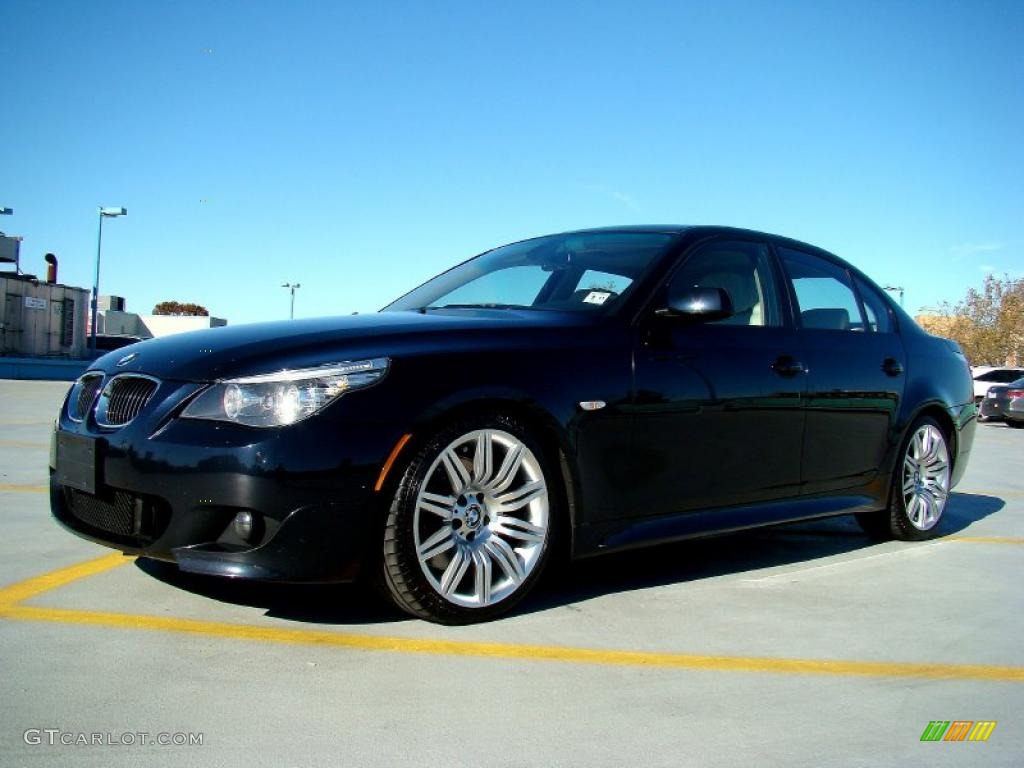 2008 5 Series 550i Sedan - Carbon Black Metallic / Cream Beige Dakota Leather photo #1