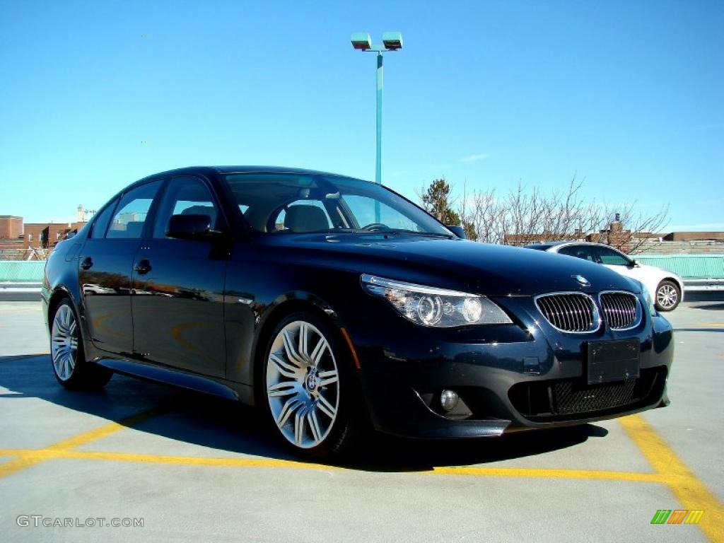 2008 5 Series 550i Sedan - Carbon Black Metallic / Cream Beige Dakota Leather photo #7