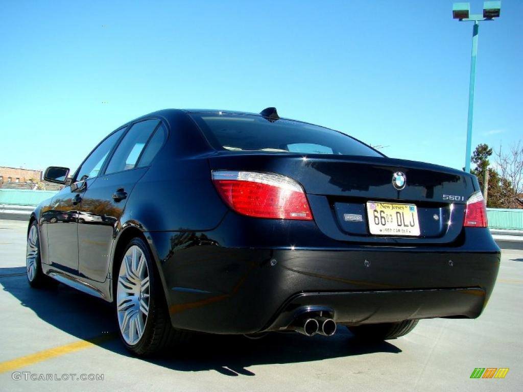 2008 5 Series 550i Sedan - Carbon Black Metallic / Cream Beige Dakota Leather photo #13