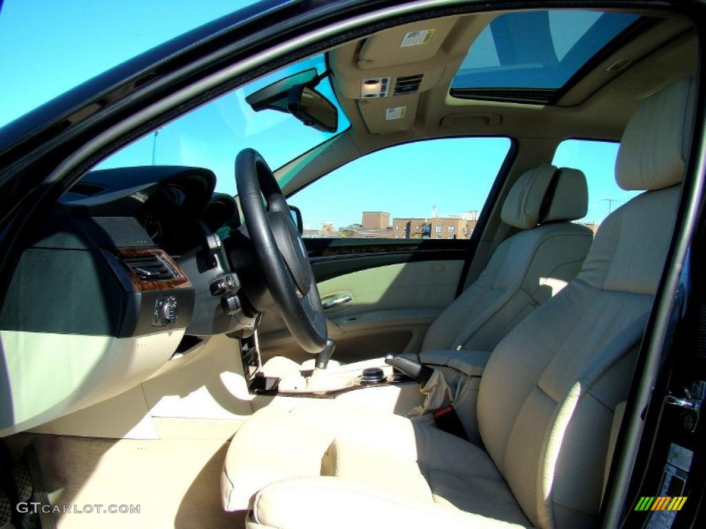 2008 5 Series 550i Sedan - Carbon Black Metallic / Cream Beige Dakota Leather photo #28