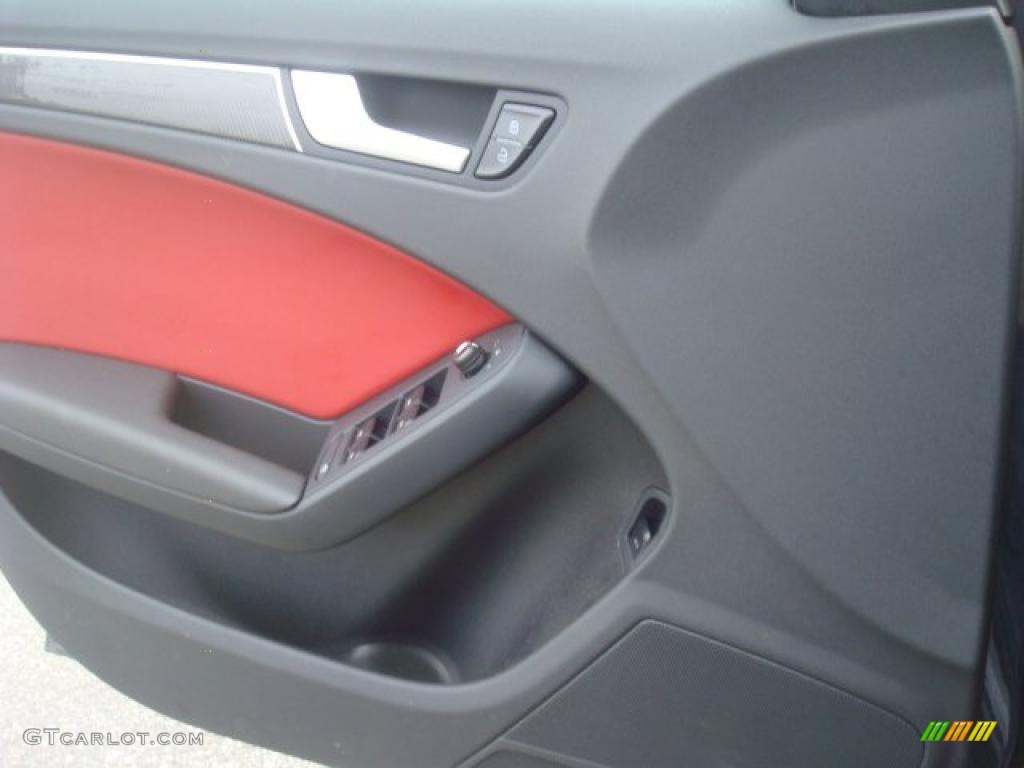 2010 Audi S4 3.0 quattro Sedan Black/Red Door Panel Photo #44667151