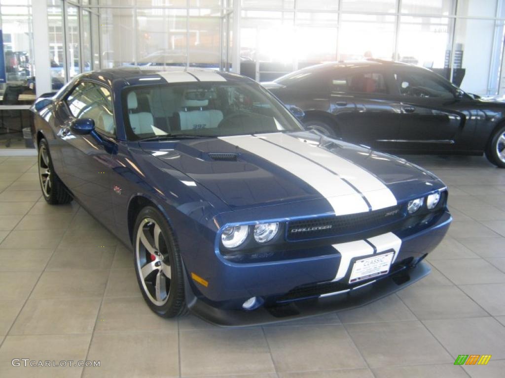 2011 Challenger SRT8 392 Inaugural Edition - Deep Water Blue Pearl / Pearl White/Blue photo #5