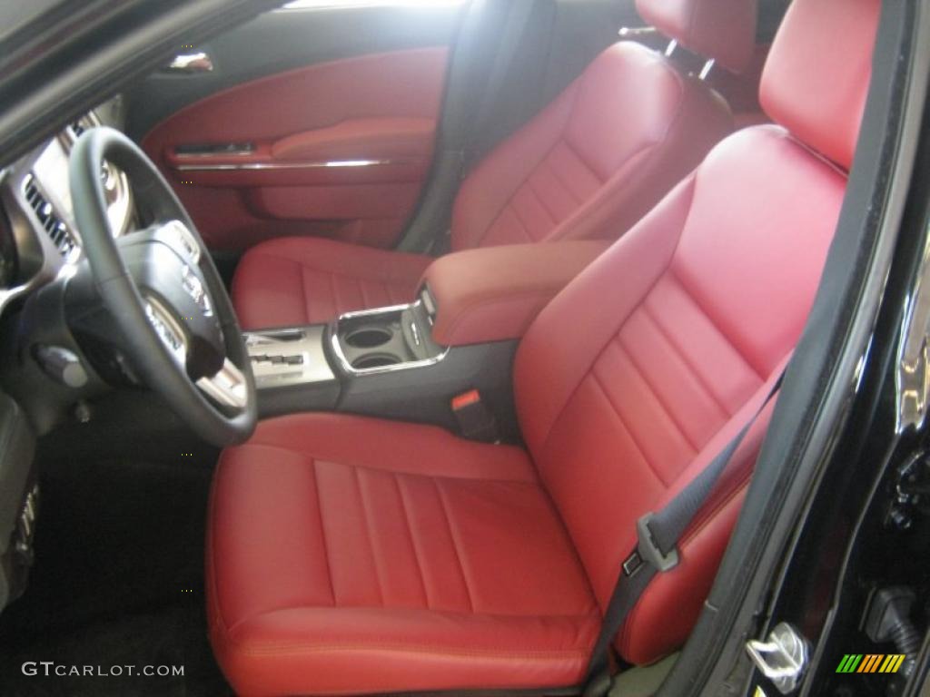 Black/Radar Red Interior 2011 Dodge Charger Rallye Plus Photo #44668119