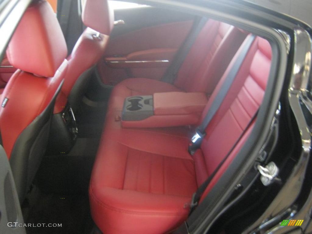 Black/Radar Red Interior 2011 Dodge Charger Rallye Plus Photo #44668151