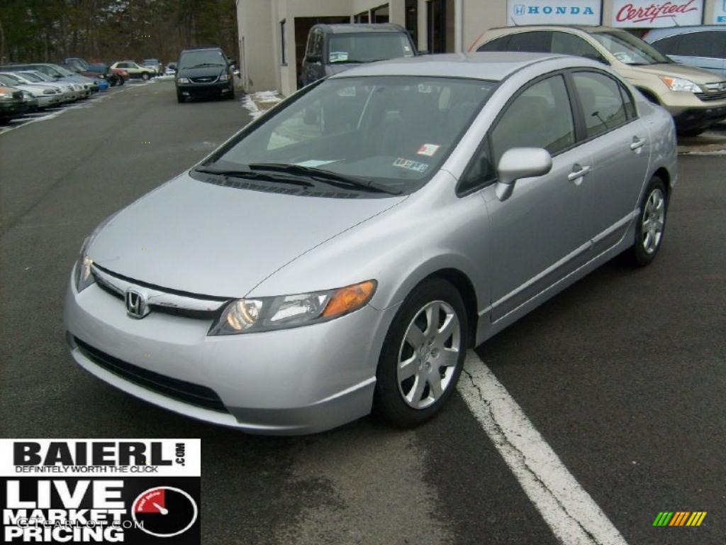 2008 Civic LX Sedan - Alabaster Silver Metallic / Gray photo #3
