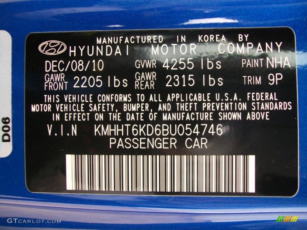 2011 Genesis Coupe Color Code NHA for Mirabeau Blue Photo #44675523