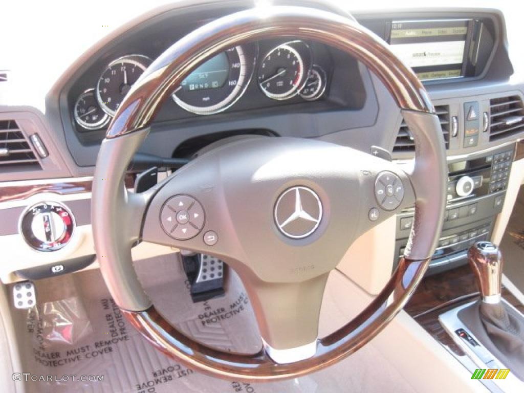 2010 Mercedes-Benz E 550 Coupe Almond Beige Steering Wheel Photo #44676821
