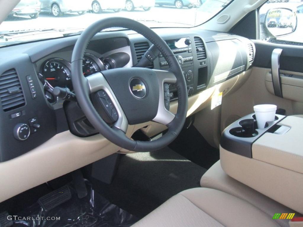 Light Cashmere/Ebony Interior 2011 Chevrolet Silverado 1500 Extended Cab 4x4 Photo #44679747