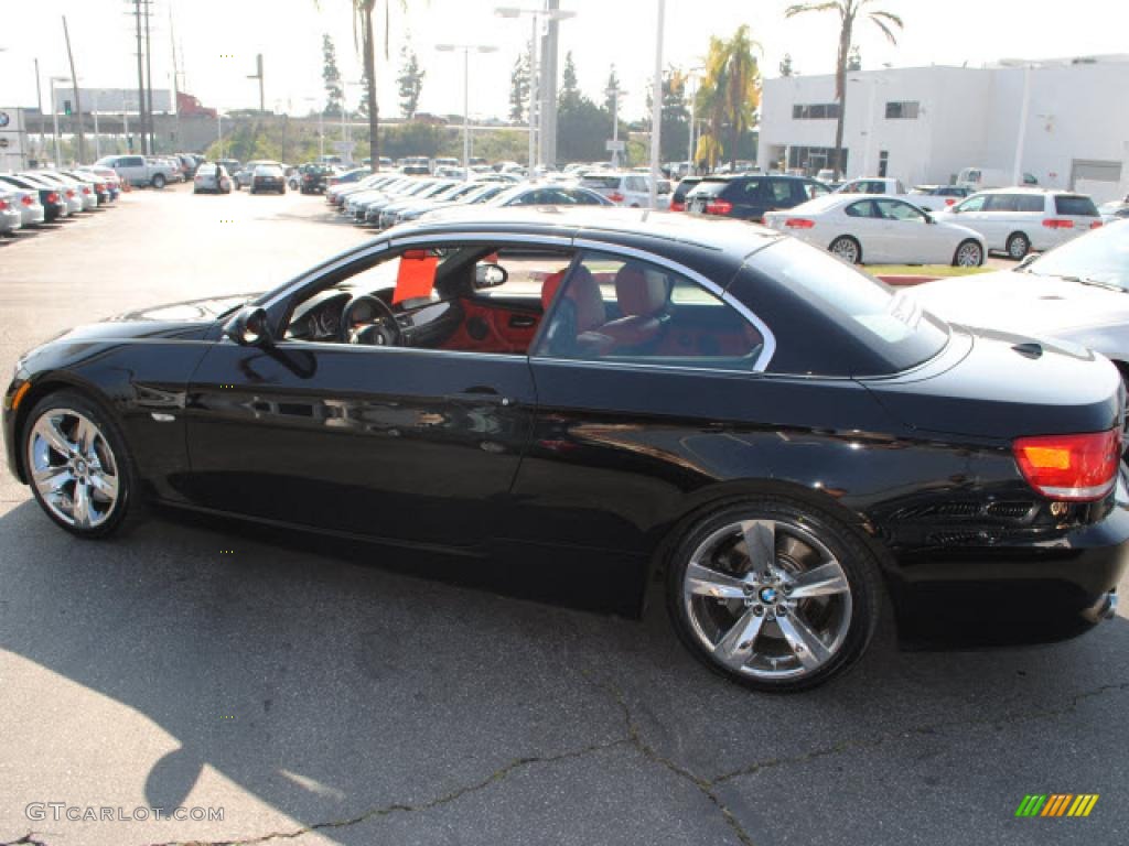 2008 3 Series 335i Convertible - Jet Black / Coral Red/Black photo #9