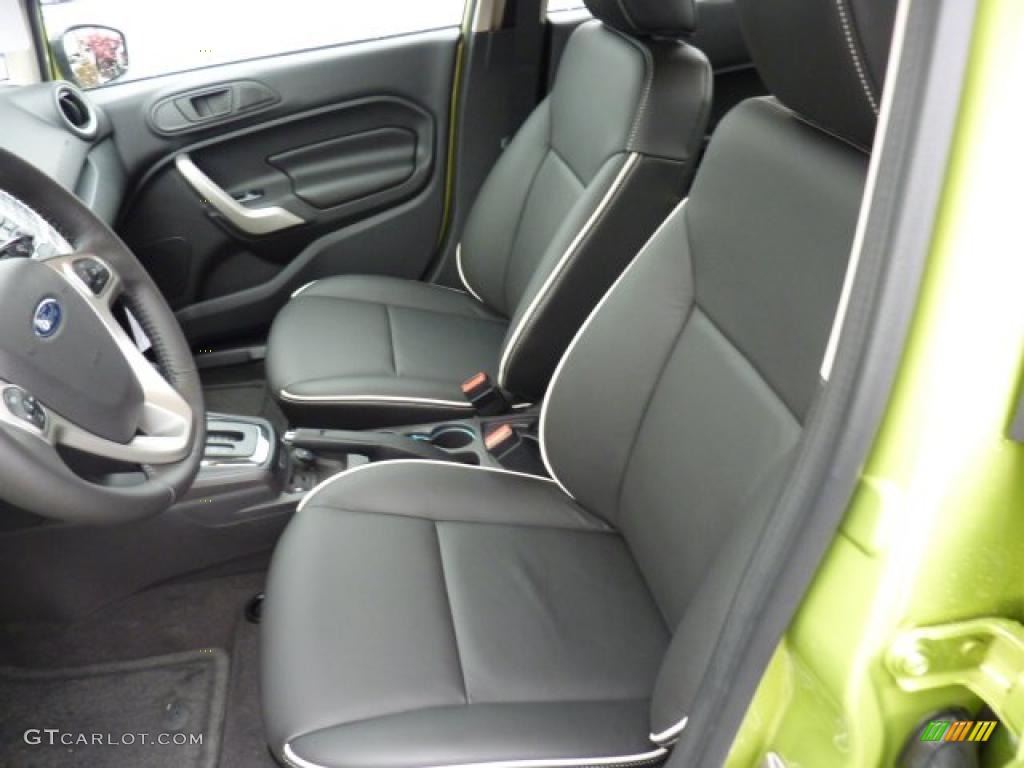 2011 Fiesta SEL Sedan - Lime Squeeze Metallic / Charcoal Black Leather photo #8