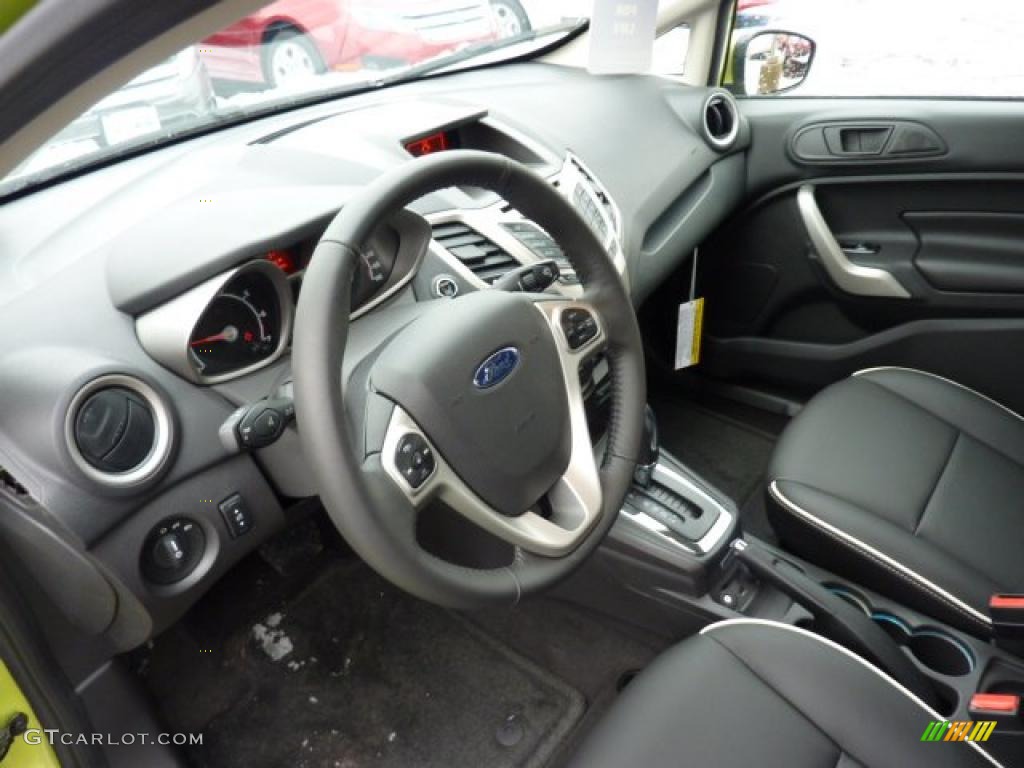 Charcoal Black Leather Interior 2011 Ford Fiesta SEL Sedan Photo #44688052