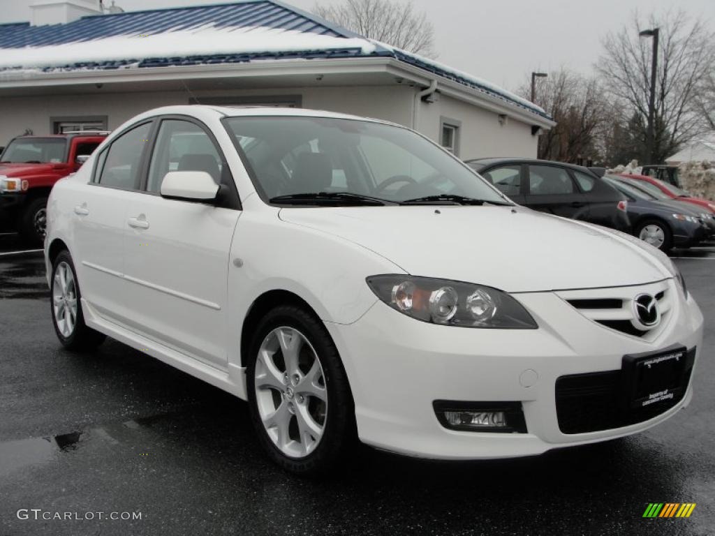 2008 MAZDA3 s Touring Sedan - Crystal White Pearl Mica / Black photo #1