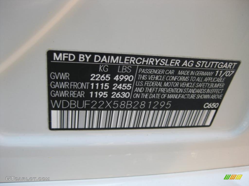 2008 E Color Code 650 for Arctic White Photo #44693621