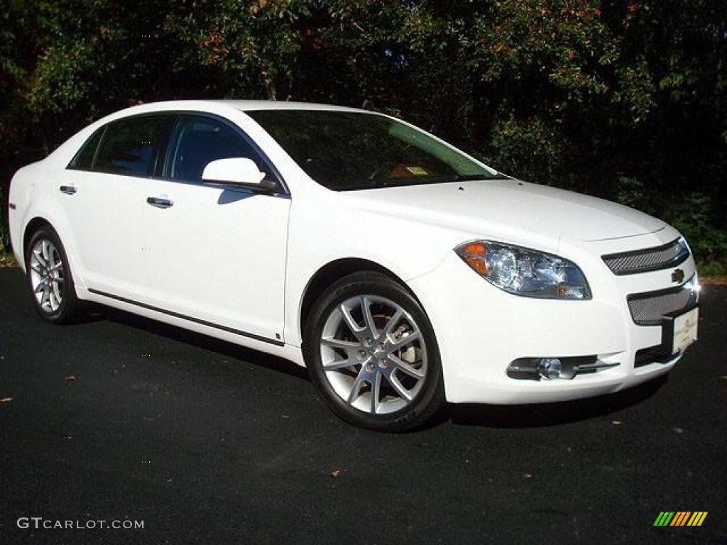 2009 Malibu LTZ Sedan - Summit White / Ebony/Brick photo #1