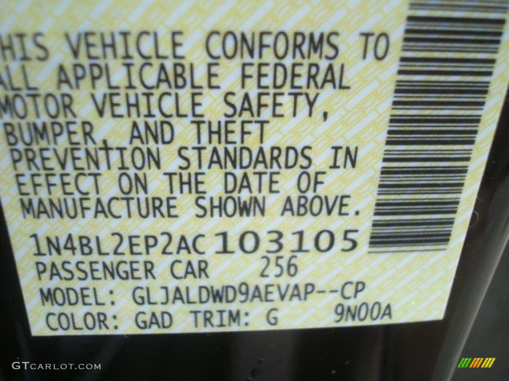 2010 Altima Color Code GAD for Crimson Black Photo #44710563
