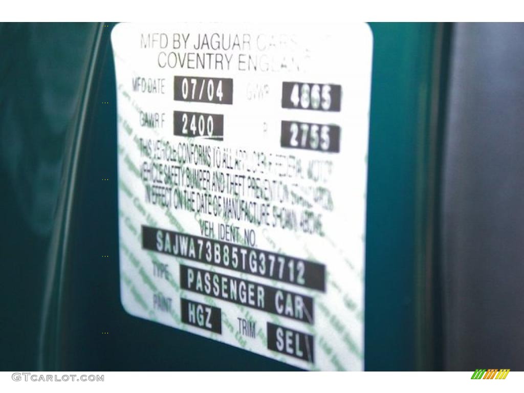 2005 Jaguar XJ XJR Color Code Photos