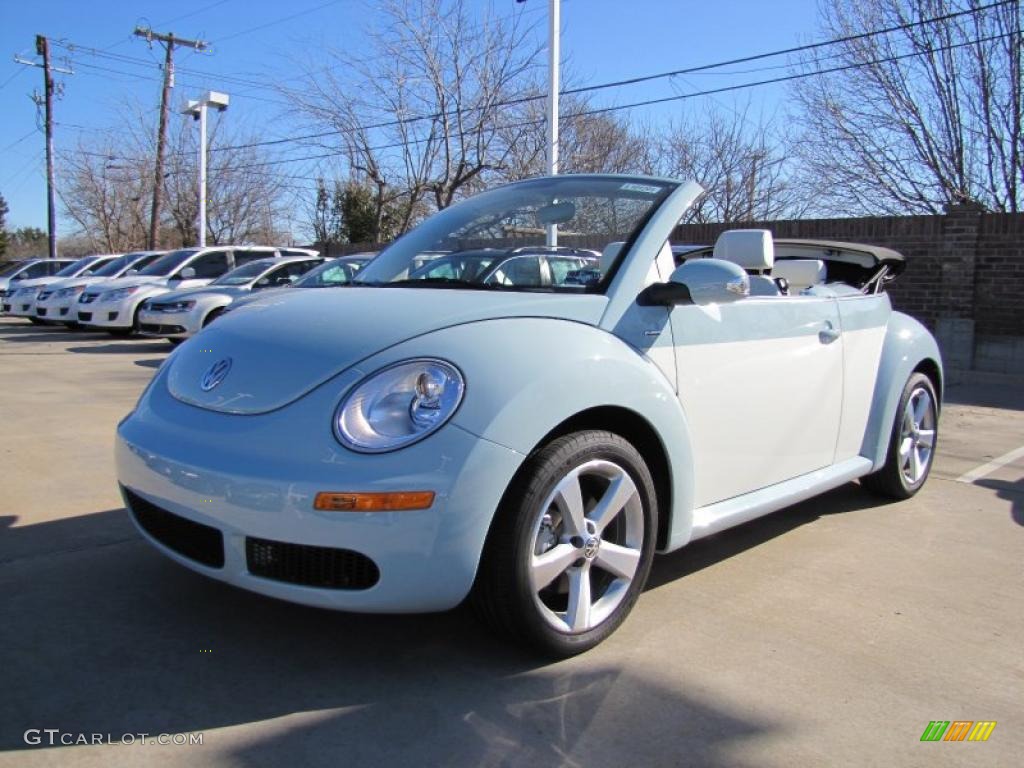 2010 New Beetle Final Edition Convertible - Aquarius Blue/Campanella White / White photo #1