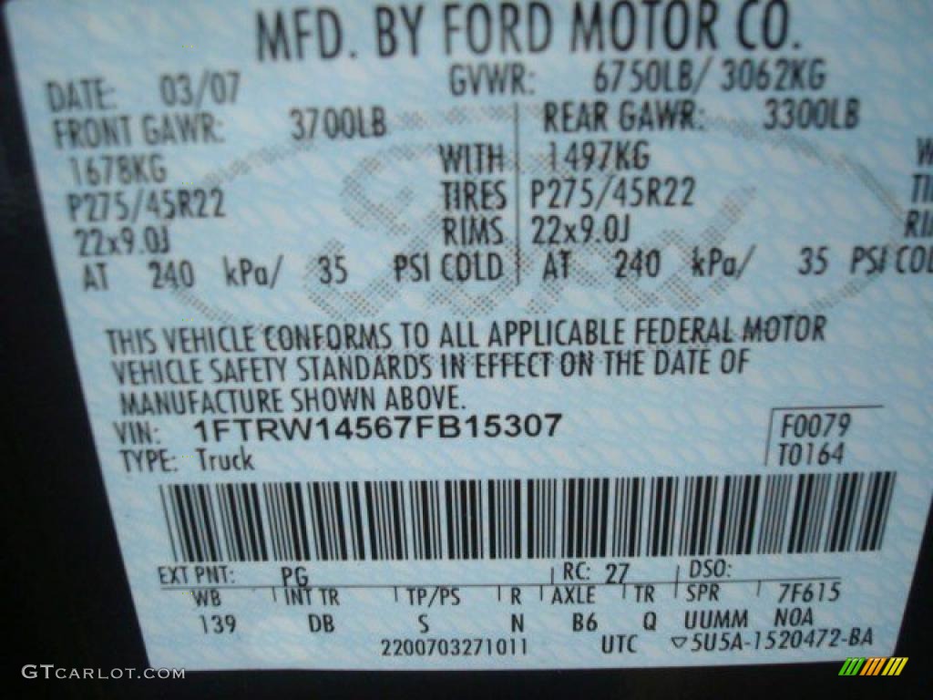 2007 F150 Color Code PG for Dark Amethyst Photo #44716567