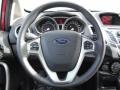 Charcoal Black Leather 2011 Ford Fiesta SEL Sedan Steering Wheel