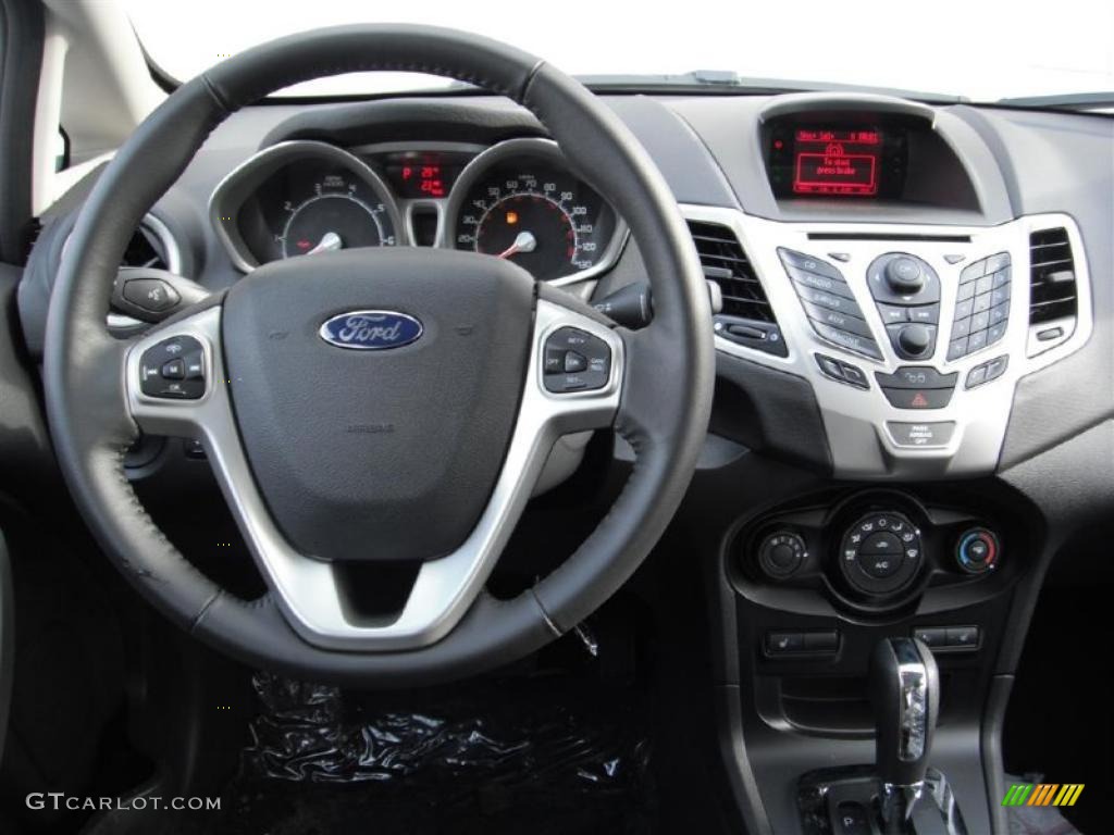 2011 Ford Fiesta SEL Sedan Charcoal Black Leather Dashboard Photo #44722100