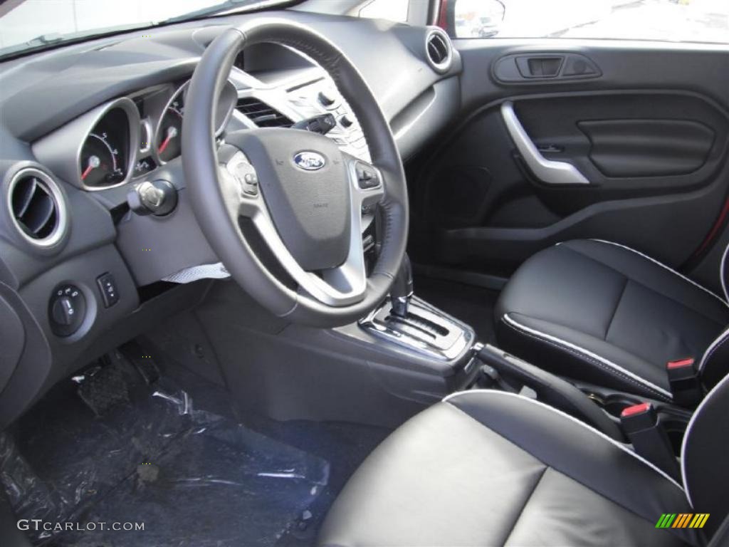 Charcoal Black Leather Interior 2011 Ford Fiesta SEL Sedan Photo #44722179