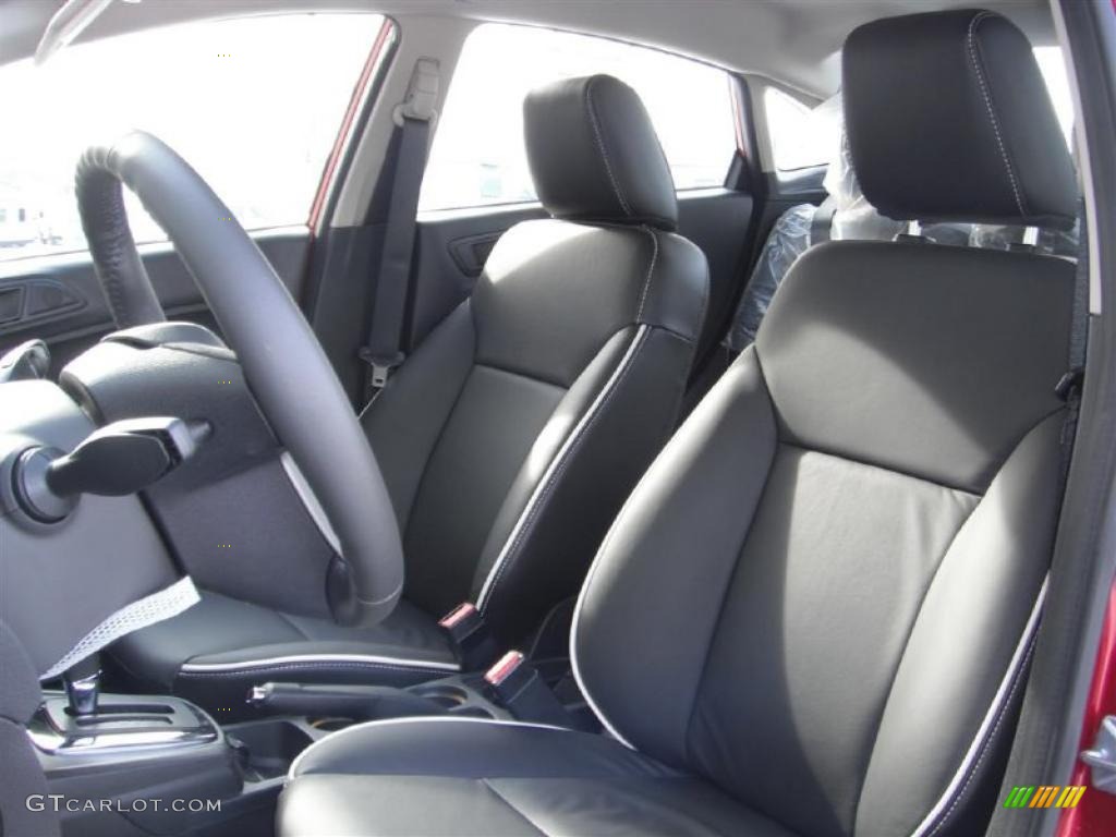Charcoal Black Leather Interior 2011 Ford Fiesta SEL Sedan Photo #44722200