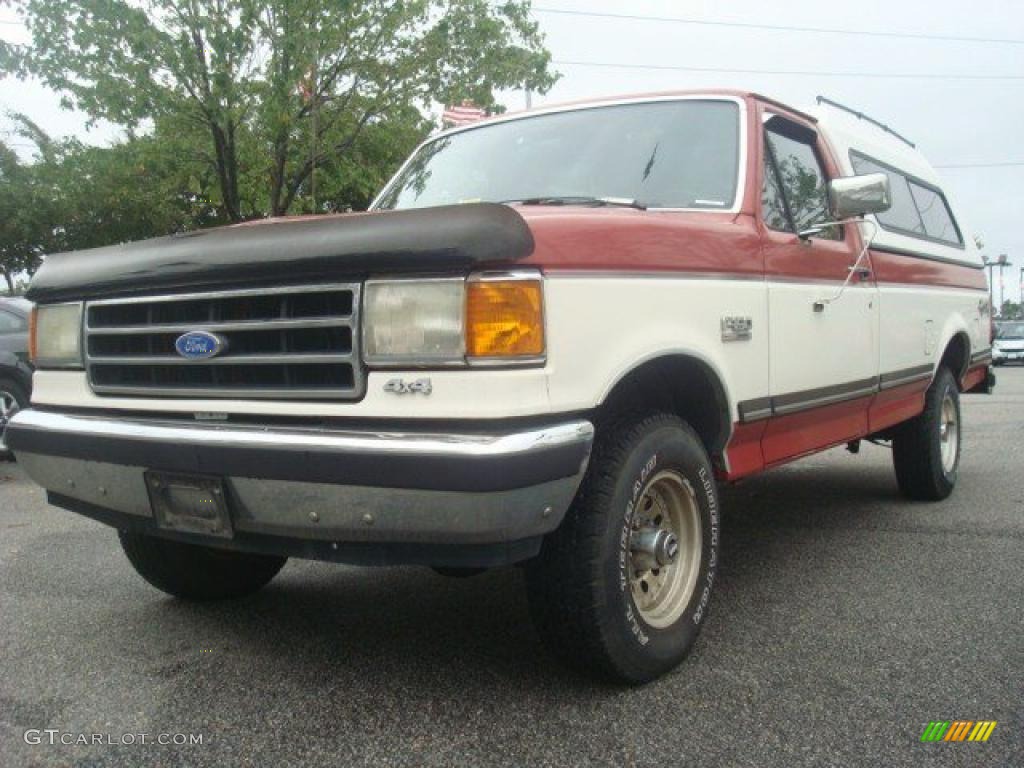 1991 Red Ford F150 Lariat Regular Cab 4x4 44652671