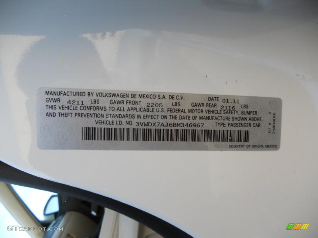 2011 Volkswagen Jetta SE Sedan Info Tag Photo #44727433