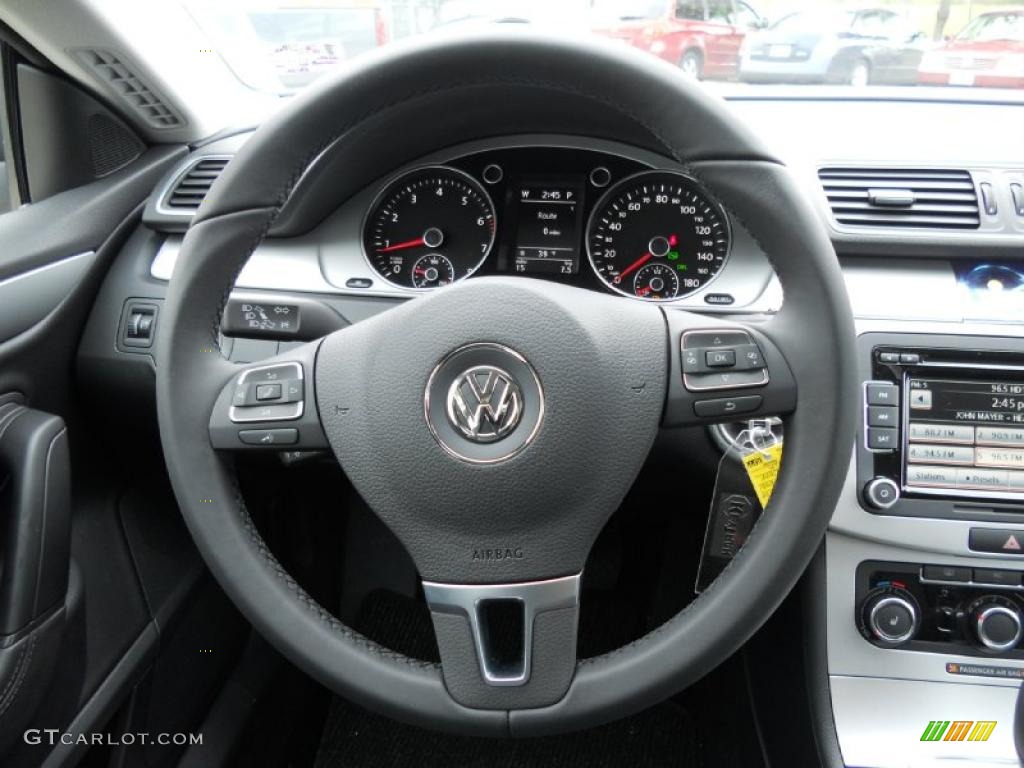 2012 Volkswagen CC R-Line Black Steering Wheel Photo #44728421
