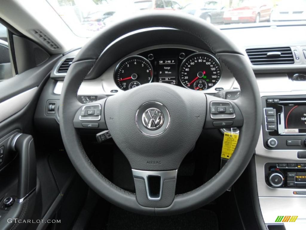 2012 Volkswagen CC Lux Black Steering Wheel Photo #44728629