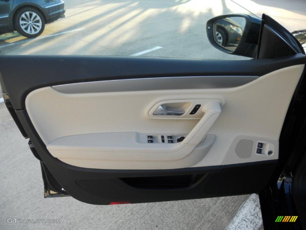 2012 Volkswagen CC Sport Black/Cornsilk Beige Door Panel Photo #44729041