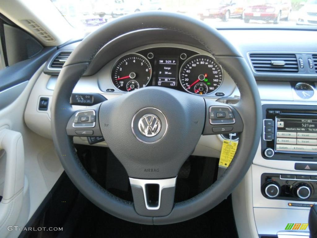 2012 Volkswagen CC Sport Black/Cornsilk Beige Steering Wheel Photo #44729137