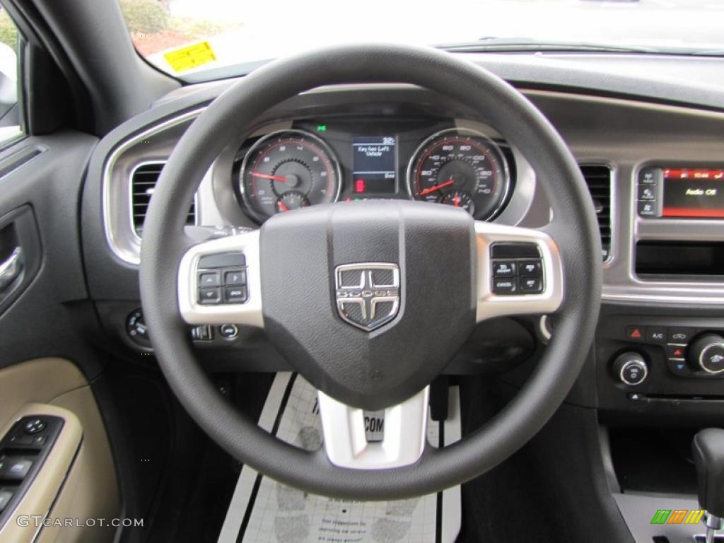 2011 Dodge Charger SE Black/Light Frost Beige Steering Wheel Photo #44739030